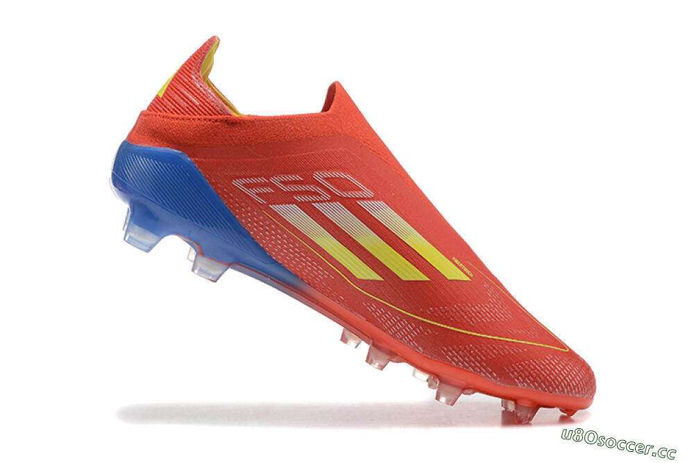 Men's Adidas F50 Elite Laceless FG Firm Ground Low-Tops Football Boots - Red/Yellow/Blue 7