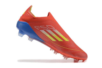 Men's Adidas F50 Elite Laceless FG Firm Ground Low-Tops Football Boots - Red/Yellow/Blue