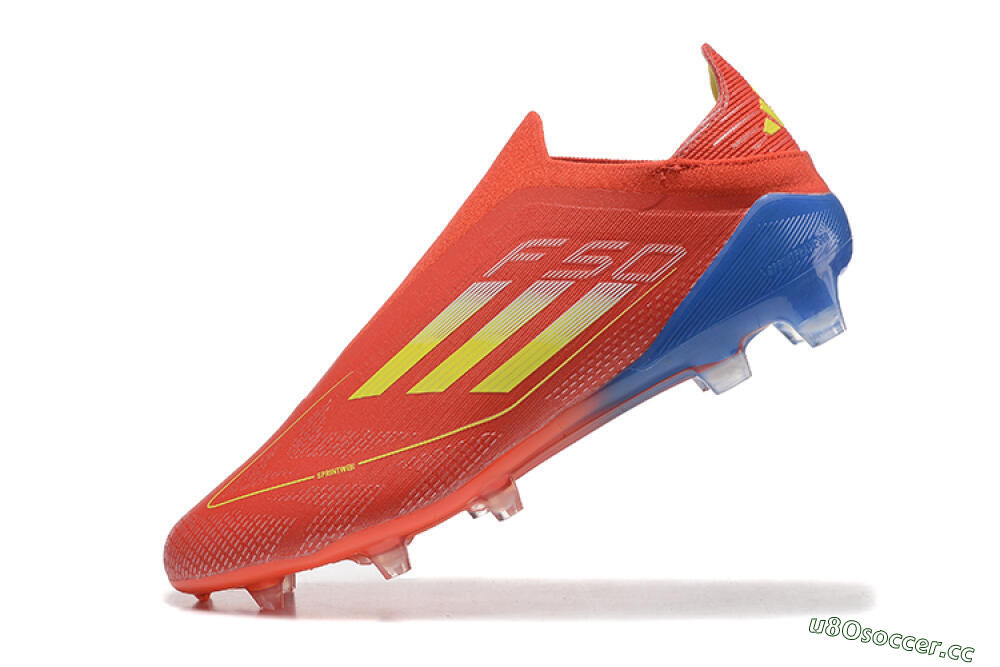 Men's Adidas F50 Elite Laceless FG Firm Ground Low-Tops Football Boots - Red/Yellow/Blue 8