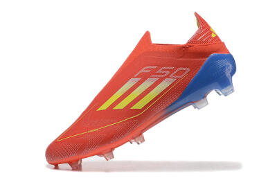 Men's Adidas F50 Elite Laceless FG Firm Ground Low-Tops Football Boots - Red/Yellow/Blue