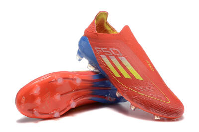 Men's Adidas F50 Elite Laceless FG Firm Ground Low-Tops Football Boots - Red/Yellow/Blue