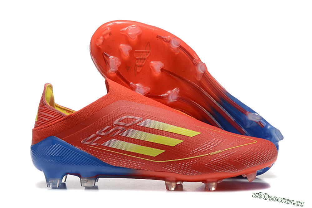 Men's Adidas F50 Elite Laceless FG Firm Ground Low-Tops Football Boots - Red/Yellow/Blue 2