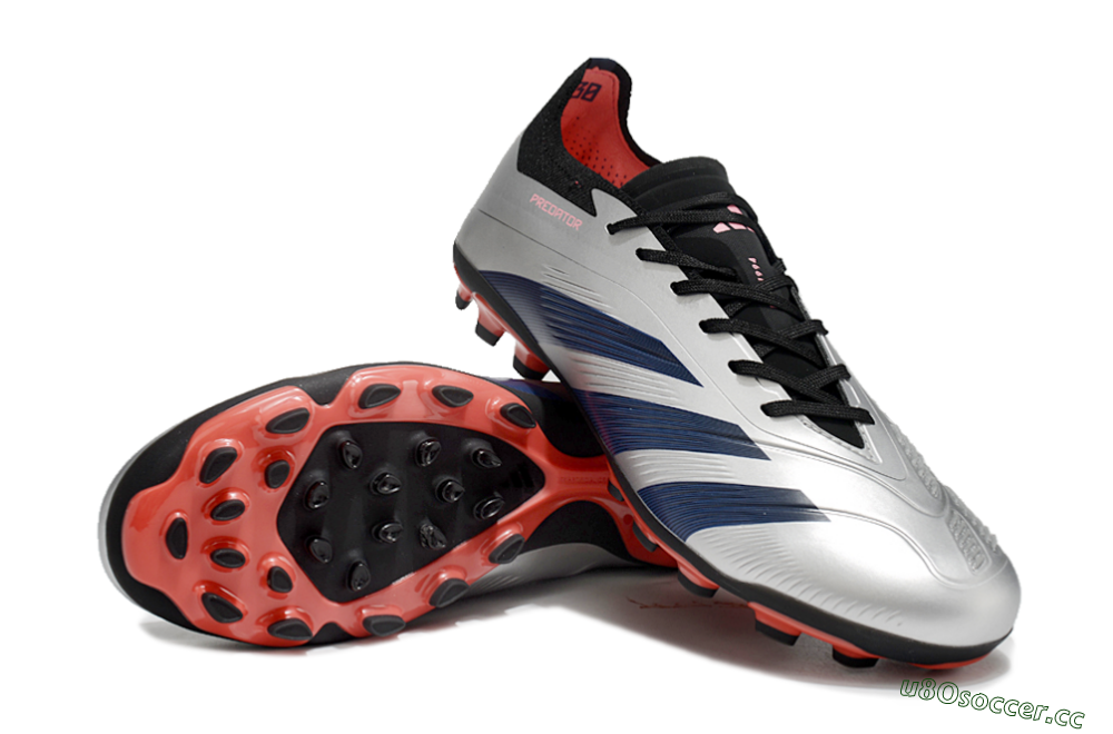 Men's Adidas Predator Elite 24 MG Multi Ground Low-Tops Football Boots - Silver/Blue/Red 3