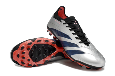 Men's Adidas Predator Elite 24 MG Multi Ground Low-Tops Football Boots - Silver/Blue/Red