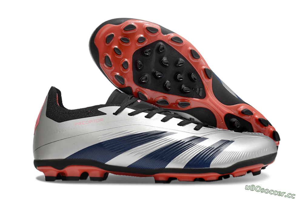 Men's Adidas Predator Elite 24 MG Multi Ground Low-Tops Football Boots - Silver/Blue/Red 2
