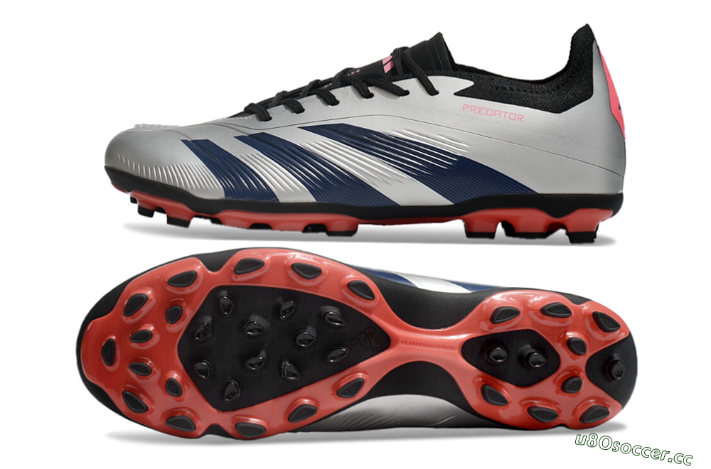 Men's Adidas Predator Elite 24 MG Multi Ground Low-Tops Football Boots - Silver/Blue/Red 1