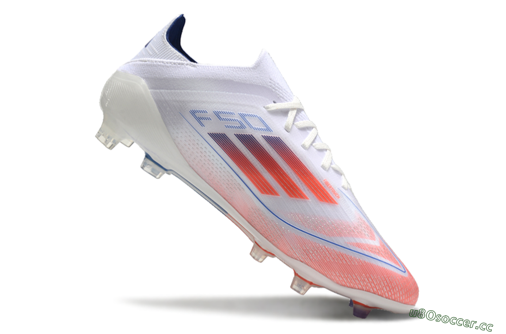 Men's Adidas F50 Elite FG Firm Ground Low-Tops Football Boots - White/Red/Blue 4