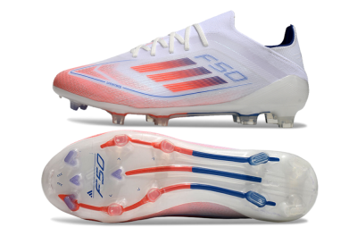 Men's Adidas F50 Elite FG Firm Ground Low-Tops Football Boots - White/Red/Blue