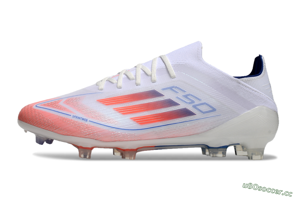 Men's Adidas F50 Elite FG Firm Ground Low-Tops Football Boots - White/Red/Blue 0