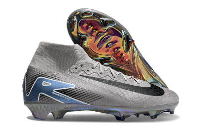 Unisex Nike Mercurial Superfly 10 Elite FG Firm Ground High-Tops Football Boots - Grey/Black/Blue/Gold