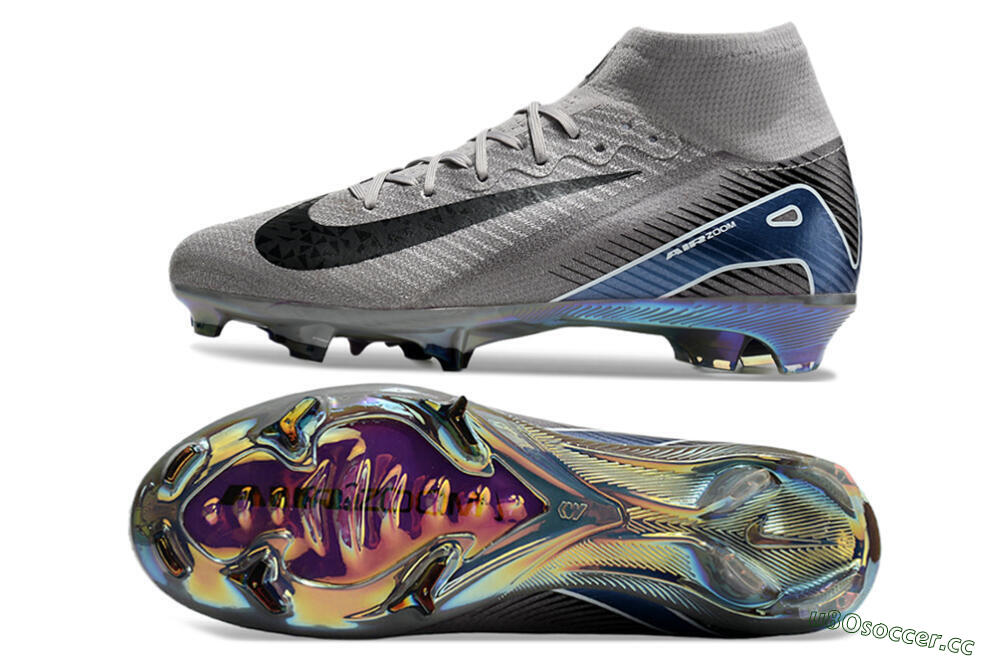 Unisex Nike Mercurial Superfly 10 Elite FG Firm Ground High-Tops Football Boots - Grey/Black/Blue/Gold 1