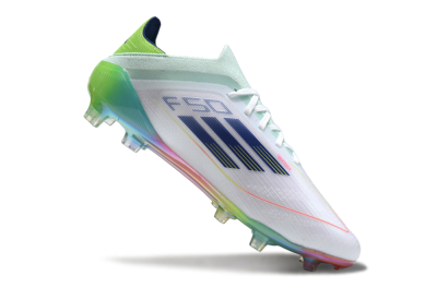 Men's Adidas F50 Elite FG Firm Ground Low-Tops Football Boots - White/Blue/Yellow/Gold