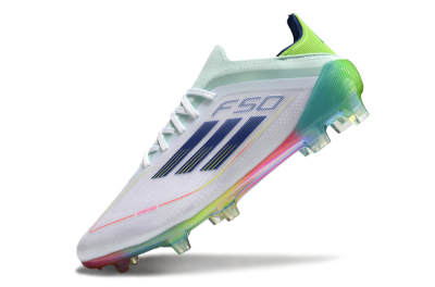 Men's Adidas F50 Elite FG Firm Ground Low-Tops Football Boots - White/Blue/Yellow/Gold