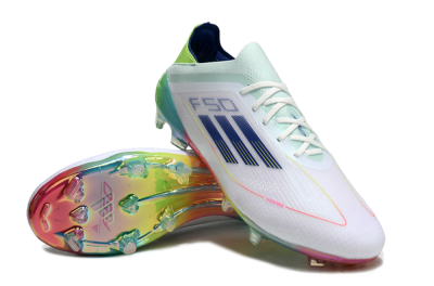 Men's Adidas F50 Elite FG Firm Ground Low-Tops Football Boots - White/Blue/Yellow/Gold