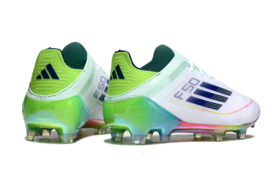 Men's Adidas F50 Elite FG Firm Ground Low-Tops Football Boots - White/Blue/Yellow/Gold