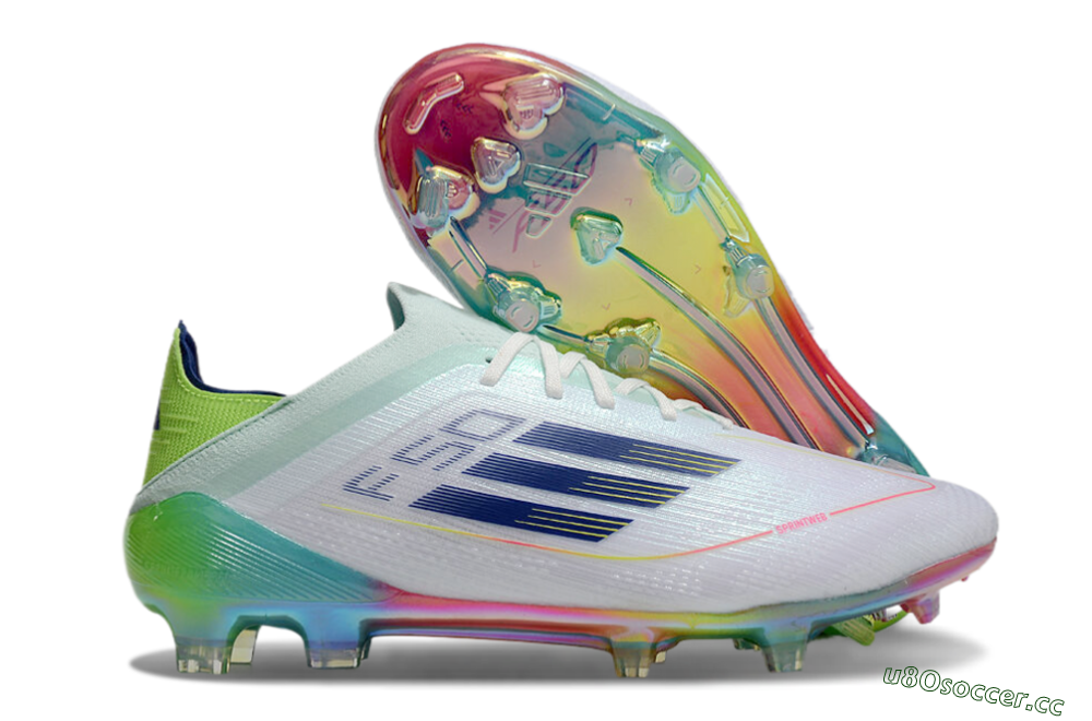 Men's Adidas F50 Elite FG Firm Ground Low-Tops Football Boots - White/Blue/Yellow/Gold 2