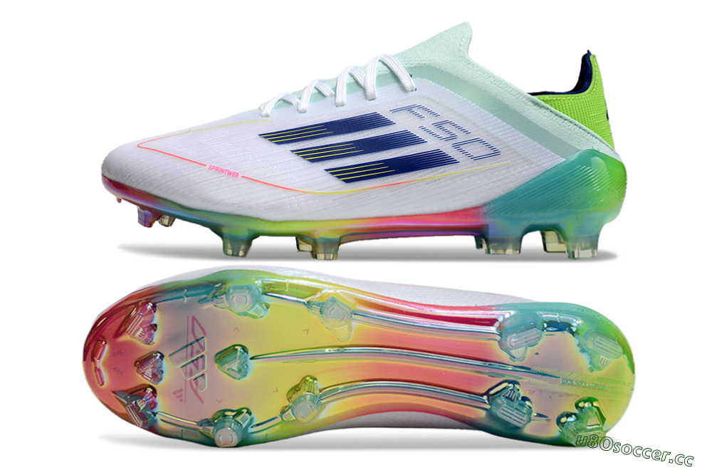 Men's Adidas F50 Elite FG Firm Ground Low-Tops Football Boots - White/Blue/Yellow/Gold 1