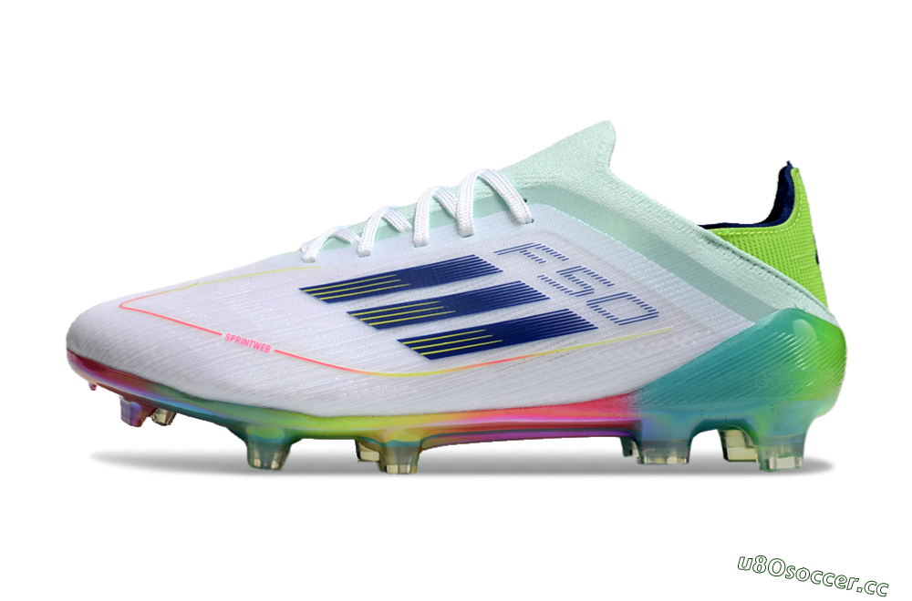Men's Adidas F50 Elite FG Firm Ground Low-Tops Football Boots - White/Blue/Yellow/Gold 0