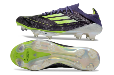 Unisex Adidas F50+ Lightstrike Elite FG Firm Ground Low-Tops Football Boots - Purple/Yellow/Silver