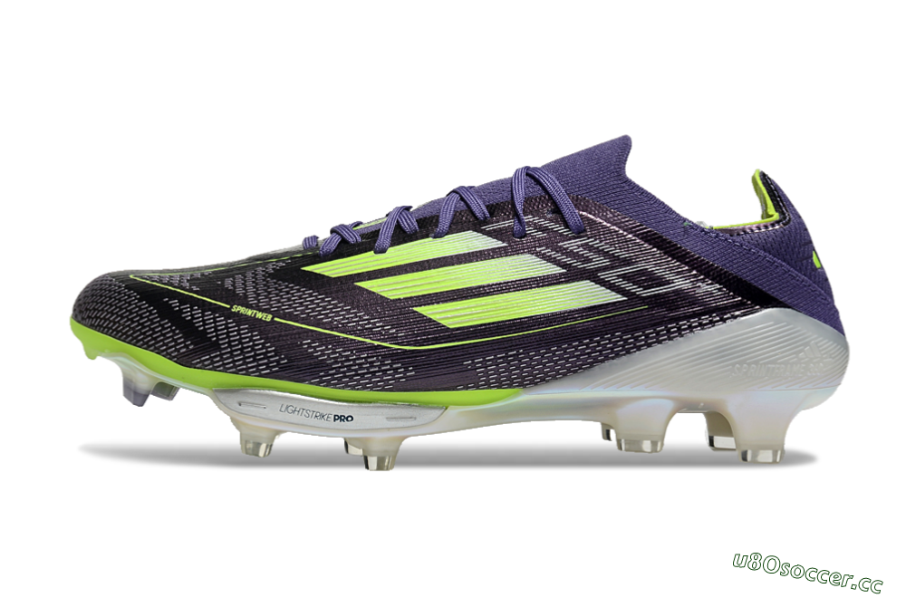 Unisex Adidas F50+ Lightstrike Elite FG Firm Ground Low-Tops Football Boots - Purple/Yellow/Silver 0