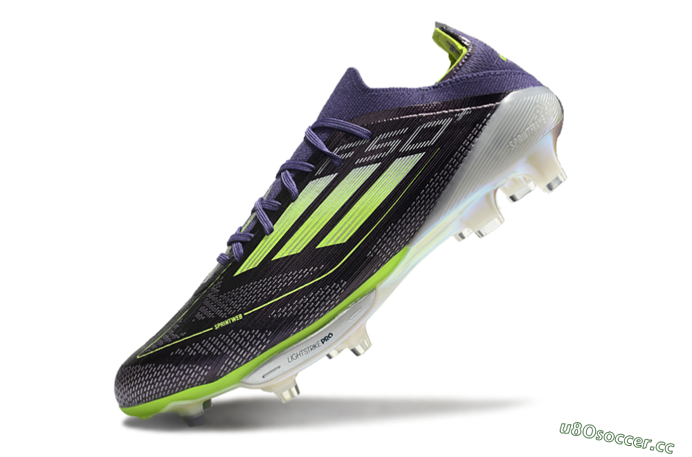 Unisex Adidas F50+ Lightstrike Elite FG Firm Ground Low-Tops Football Boots - Purple/Yellow/Silver 5