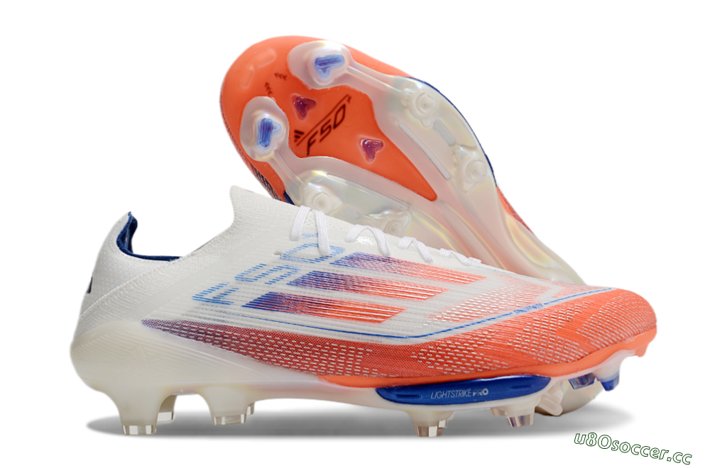 Men's Adidas F50+ Lightstrike Pro FG Firm Ground Low-Tops Football Boots - White/Red/Blue 2