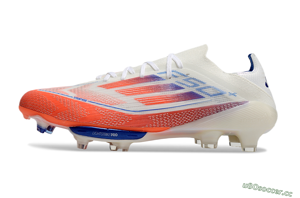 Men's Adidas F50+ Lightstrike Pro FG Firm Ground Low-Tops Football Boots - White/Red/Blue 0