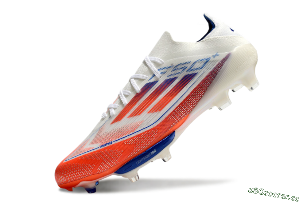Men's Adidas F50+ Lightstrike Pro FG Firm Ground Low-Tops Football Boots - White/Red/Blue 6