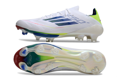 Men's Adidas F50+ Lightstrike Pro FG Firm Ground Low-Tops Football Boots - White/Blue/Yellow