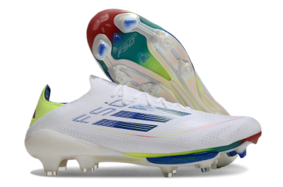 Men's Adidas F50+ Lightstrike Pro FG Firm Ground Low-Tops Football Boots - White/Blue/Yellow