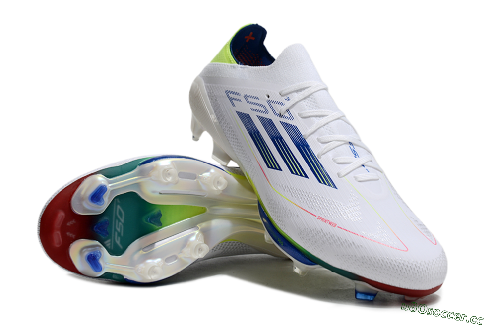 Men's Adidas F50+ Lightstrike Pro FG Firm Ground Low-Tops Football Boots - White/Blue/Yellow 4