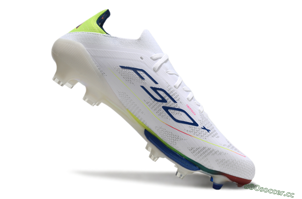 Men's Adidas F50+ Lightstrike Pro FG Firm Ground Low-Tops Football Boots - White/Blue/Yellow 5