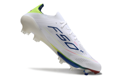 Men's Adidas F50+ Lightstrike Pro FG Firm Ground Low-Tops Football Boots - White/Blue/Yellow