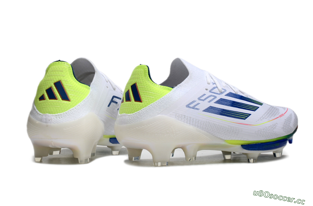 Men's Adidas F50+ Lightstrike Pro FG Firm Ground Low-Tops Football Boots - White/Blue/Yellow 7