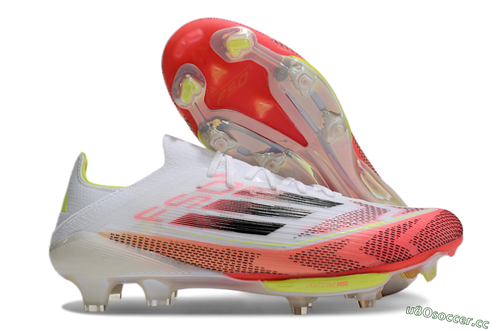 Unisex Adidas F50+ Lightstrike Pro FG Firm Ground Low-Tops Football Boots - White/Red/Pink/Black/Yellow 2