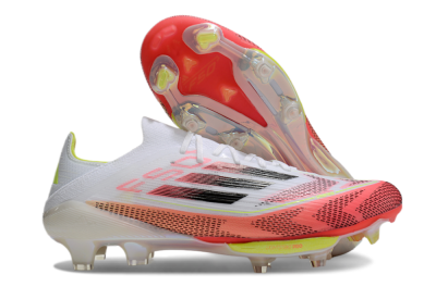Unisex Adidas F50+ Lightstrike Pro FG Firm Ground Low-Tops Football Boots - White/Red/Pink/Black/Yellow