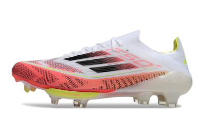 Unisex Adidas F50+ Lightstrike Pro FG Firm Ground Low-Tops Football Boots - White/Red/Pink/Black/Yellow