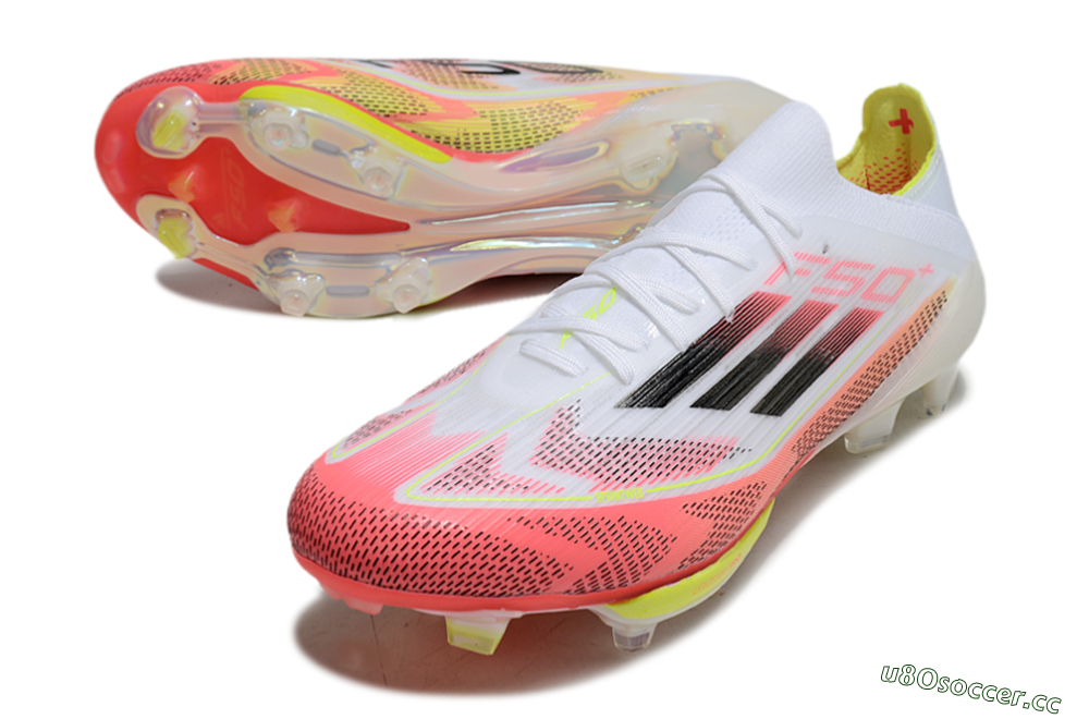 Unisex Adidas F50+ Lightstrike Pro FG Firm Ground Low-Tops Football Boots - White/Red/Pink/Black/Yellow 3