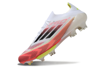 Unisex Adidas F50+ Lightstrike Pro FG Firm Ground Low-Tops Football Boots - White/Red/Pink/Black/Yellow