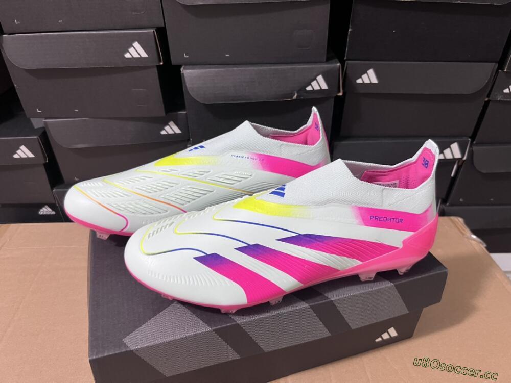 Men's Adidas Predator Elite 24 Laceless FG Firm Ground Low-Tops Football Boots - Jade/Blue/Pink
