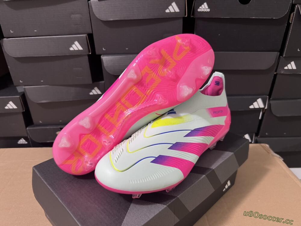 Men's Adidas Predator Elite 24 Laceless FG Firm Ground Low-Tops Football Boots - Jade/Blue/Pink