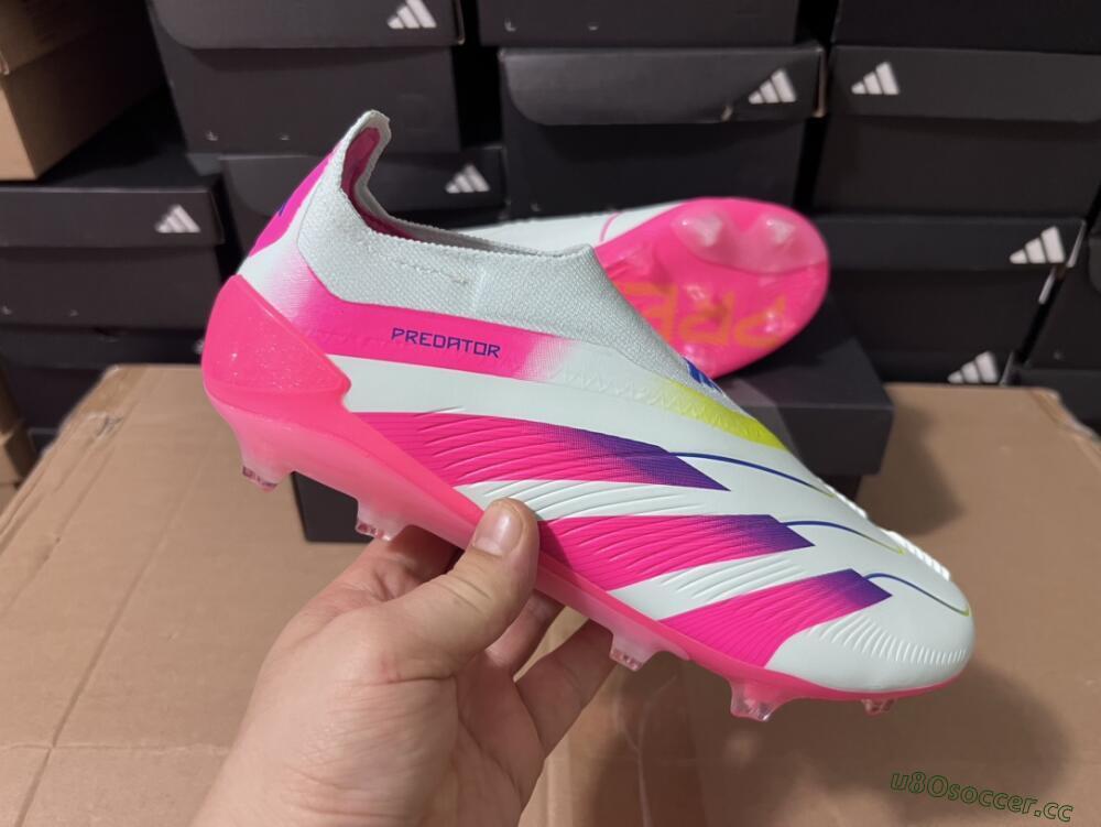 Men's Adidas Predator Elite 24 Laceless FG Firm Ground Low-Tops Football Boots - Jade/Blue/Pink