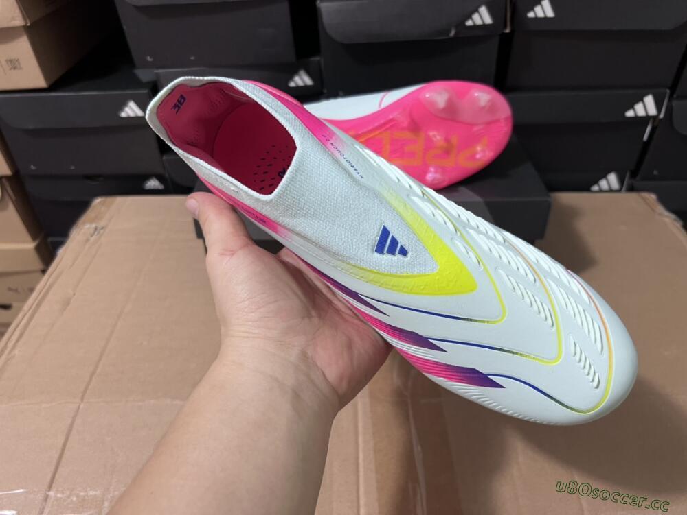 Men's Adidas Predator Elite 24 Laceless FG Firm Ground Low-Tops Football Boots - Jade/Blue/Pink