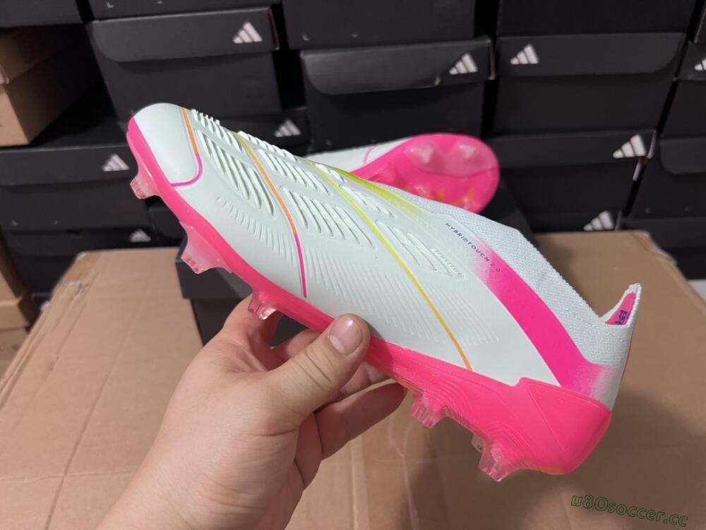 Men's Adidas Predator Elite 24 Laceless FG Firm Ground Low-Tops Football Boots - Jade/Blue/Pink