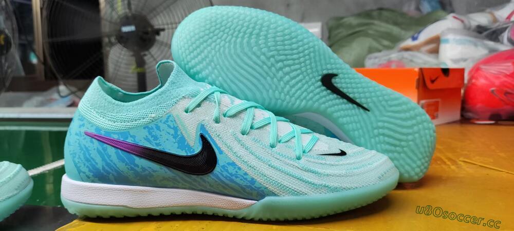 Men's Nike Phantom GX 2 Elite IC Indoor & Futsal Low-Tops Football Shoes - Jade/Black/Purple