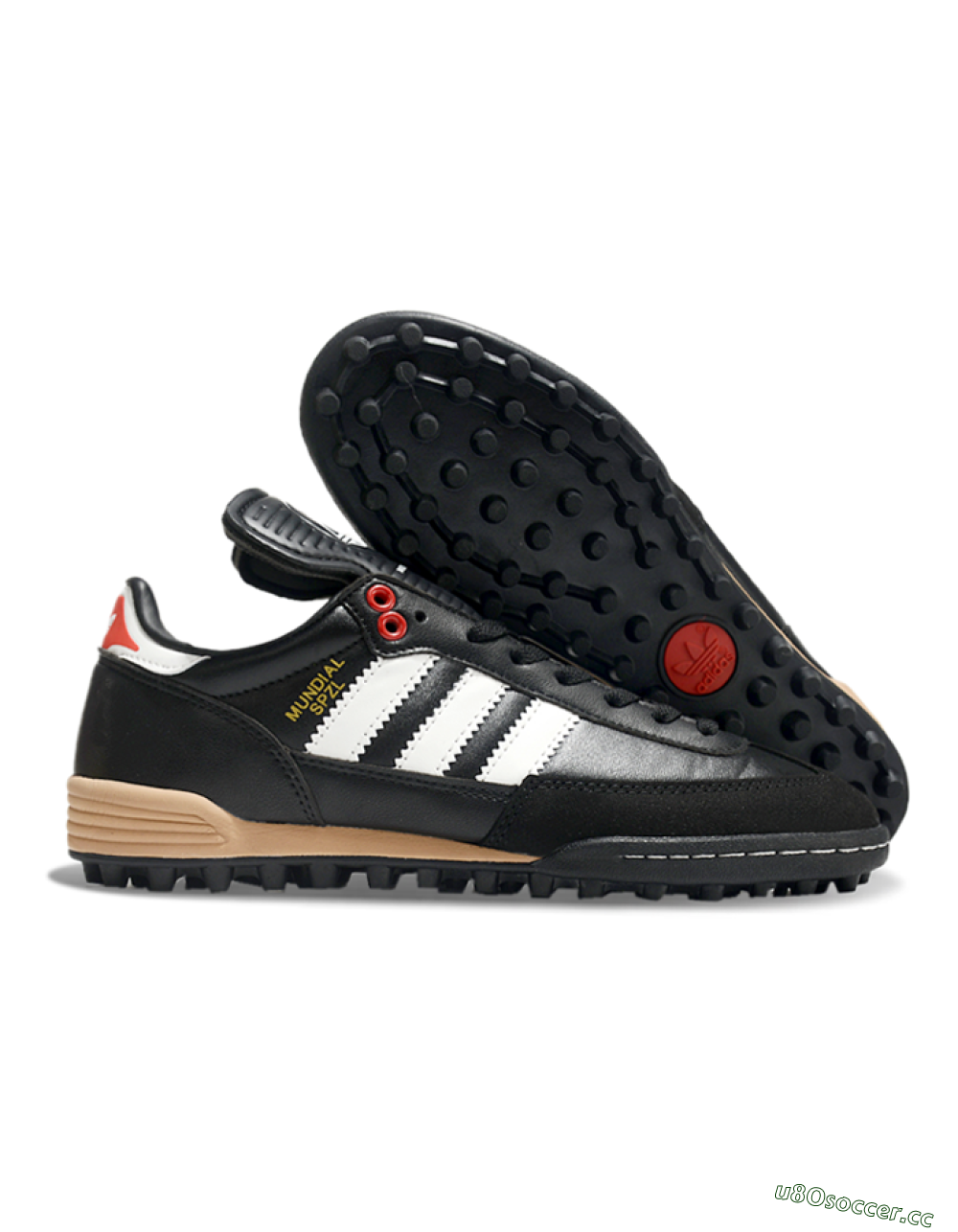 Men's Adidas Mundial Team Astro TF Artificial Turf Low-Tops Football Shoes - Black/White/Red 2