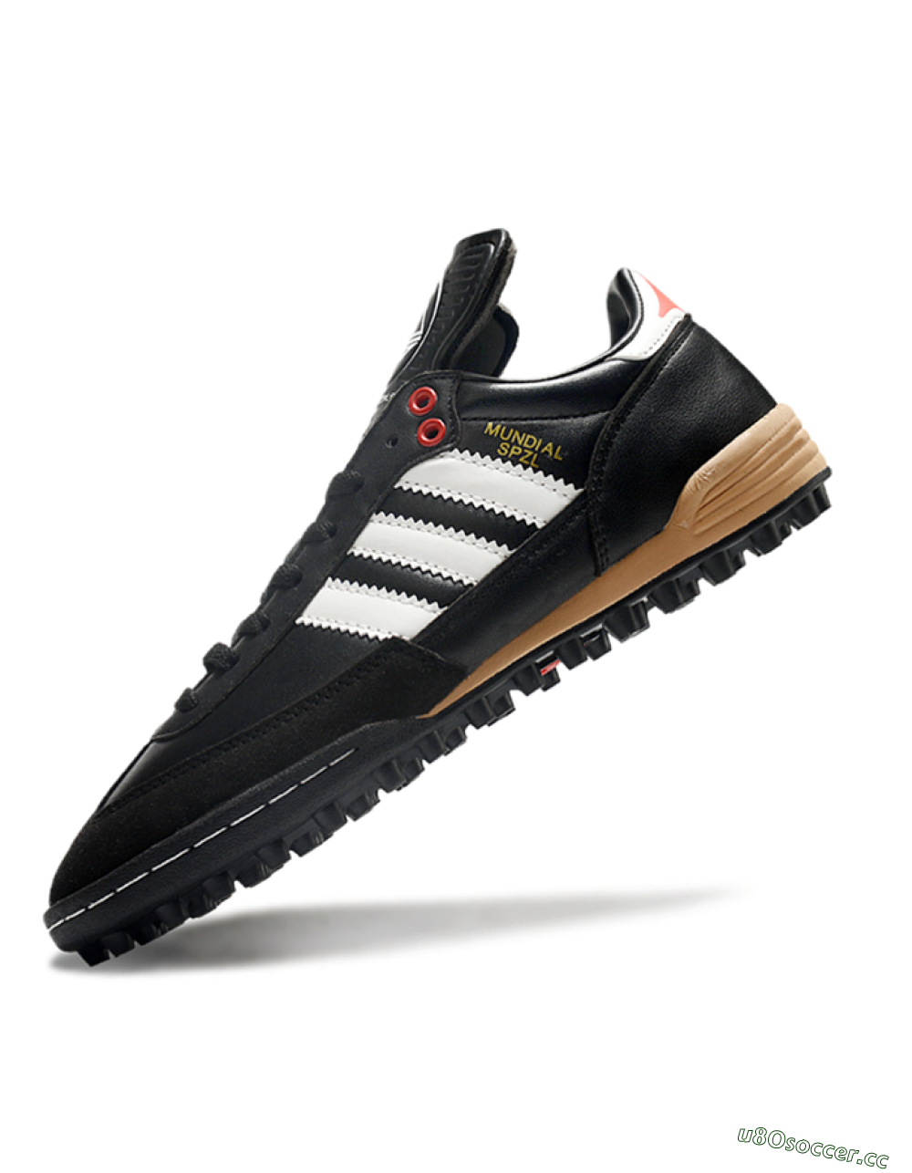Men's Adidas Mundial Team Astro TF Artificial Turf Low-Tops Football Shoes - Black/White/Red 5