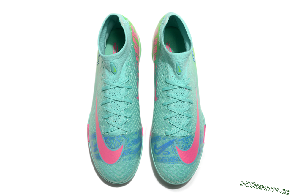 Unisex Nike Air Zoom Mercurial Superfly 10 Elite TF Artificial Turf High-Tops Football Shoes - Jade/Pink/Blue 4