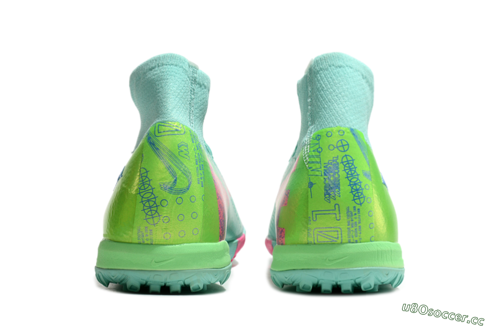 Unisex Nike Air Zoom Mercurial Superfly 10 Elite TF Artificial Turf High-Tops Football Shoes - Jade/Pink/Blue 5