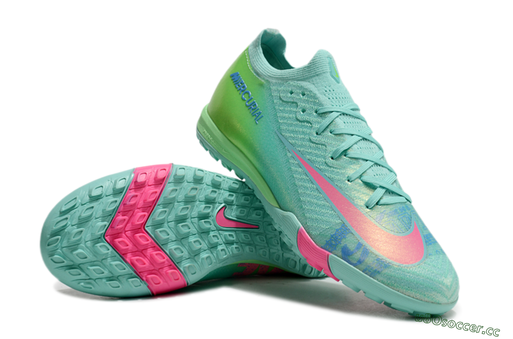 Unisex Nike Air Zoom Mercurial Vapor 16 Elite TF Artificial Turf Low-Tops Football Shoes - Jade/Pink/Blue 3